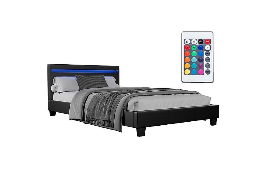 Juskys Polsterbett Paris, 120x200 cm, Kunstleder, hohes Kopfteil, robustes günstig online kaufen