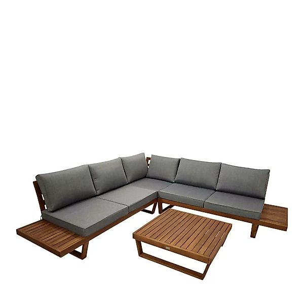 Lounge Sitzgruppe Garten aus Akazie Massivholz Polsterauflagen (vierteilig) günstig online kaufen