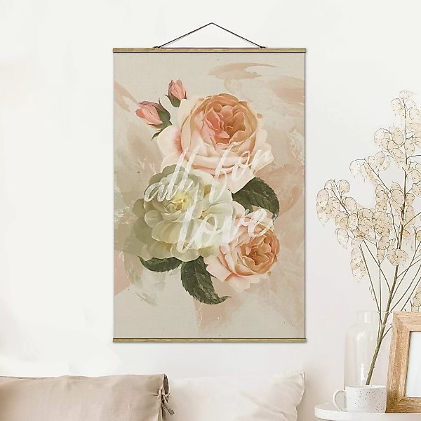 Stoffbild mit Posterleisten Roses - All for Love günstig online kaufen
