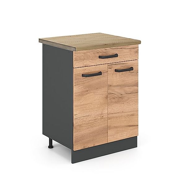 Vicco Küchenunterschrank R-Line Goldkraft Eiche/Anthrazit 60 cm AP Eiche günstig online kaufen