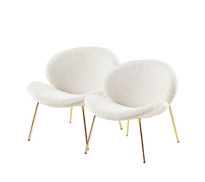 Qiyano Esszimmerstuhl Lounge Stuhl 2er Set Beige - Bouclé-Look - Bequem & S günstig online kaufen