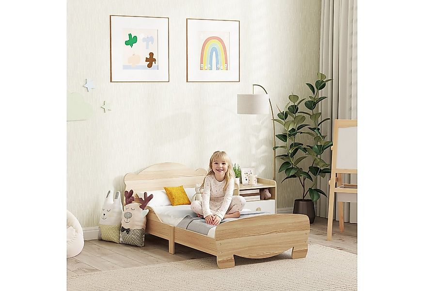 AIYAPLAY Kinderbett mit Bären-Design, Schutzgitter (Jugendbett, 1-tlg., Spi günstig online kaufen