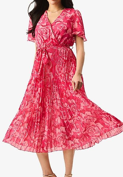 GINI LONDON Midikleid Gini Pink Floral Rosa geblümte Engelsärmel plissierte günstig online kaufen