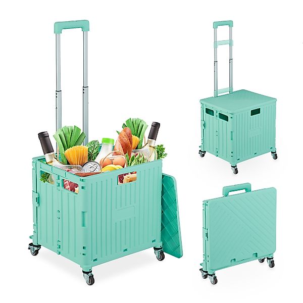relaxdays Einkaufstrolley Faltbarer Einkaufstrolley mit Lenkrollen, günstig online kaufen