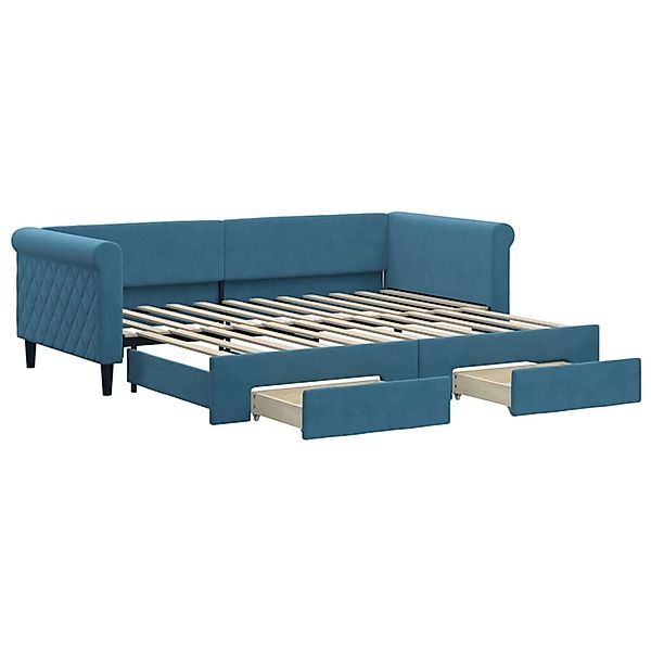 vidaXL Tagesbett Ausziehbar mit Schubladen Blau 90x200 cm Samt1886499 günstig online kaufen