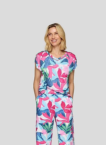 Rabe Print-Shirt Rabe T-Shirt mit tropischem Allover-Print und V-Ausschnitt günstig online kaufen