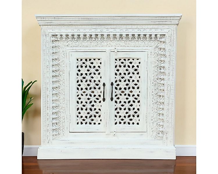Oriental Galerie Unterschrank Weiß Whitewash Sideboard Rena Indien 100 cm K günstig online kaufen