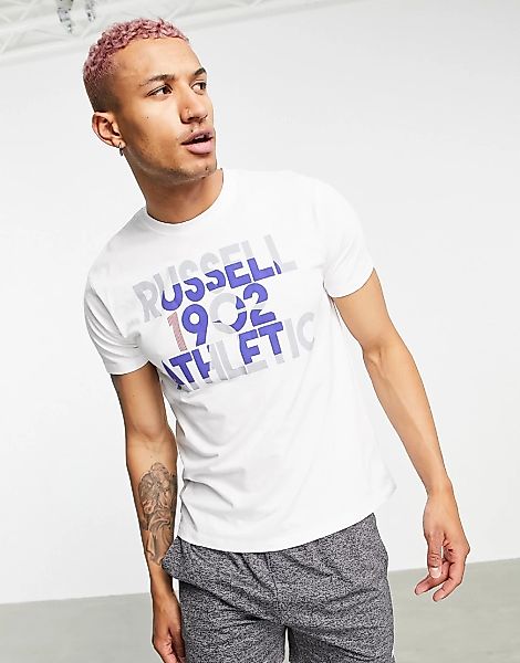 Russell Athletic – T-Shirt in Weiß mit Retro-Logo günstig online kaufen