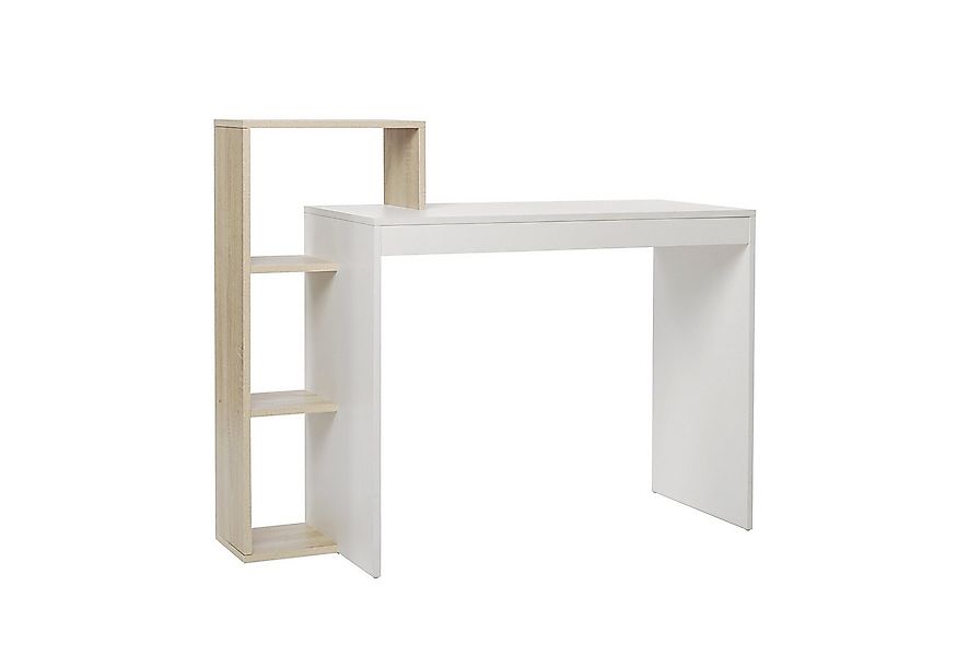 Mondeer Schreibtisch Computertisch, mit Ablagefach, Weiß+Natur günstig online kaufen