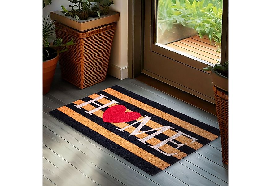 BRUBAKER Fußmatte Home mit Herz - Gestreift - 45 x 75 cm Schmutzfangmatte, günstig online kaufen