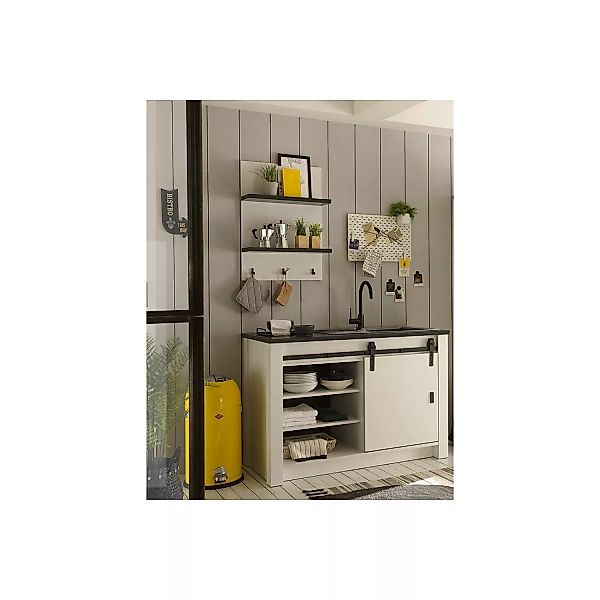 Küchen Set mit Spültisch und hängendem Wandregal SHELTON-61 im Industrial S günstig online kaufen