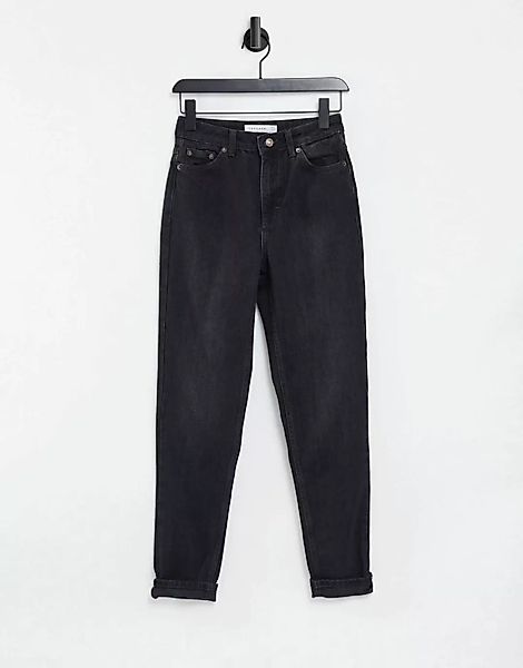 Topshop – Mom-Jeans in verwaschenem Schwarz günstig online kaufen