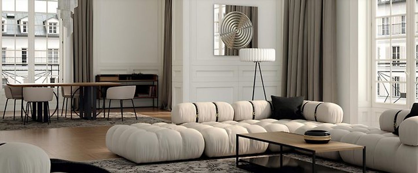 JVmoebel Ecksofa L-form Sofa Weiß Sofas Wohnzimmer Textil Polster Eck Weiß, günstig online kaufen