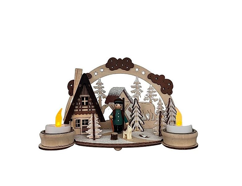 Wohnando Weihnachtsdorf Hölzener Teelichthalter mit Winterdorf, Weihnachtli günstig online kaufen