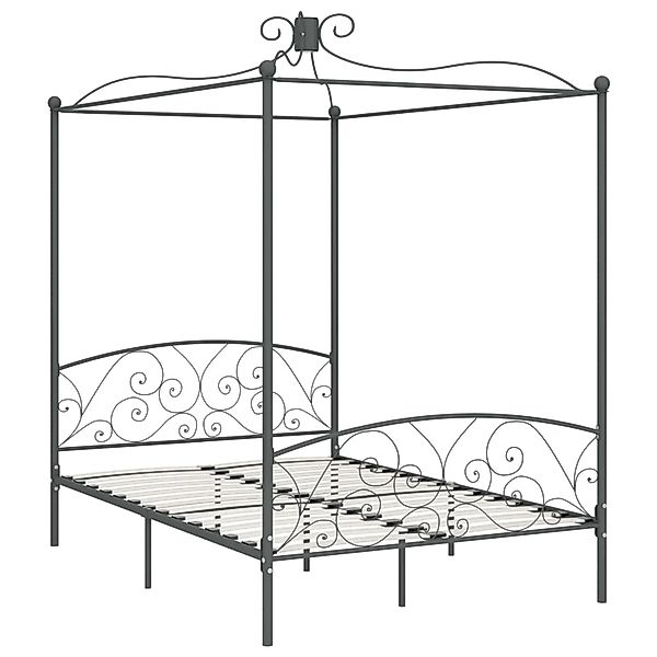vidaXL Himmelbett, Baldachin Bett-Gestell Grau Metall günstig online kaufen