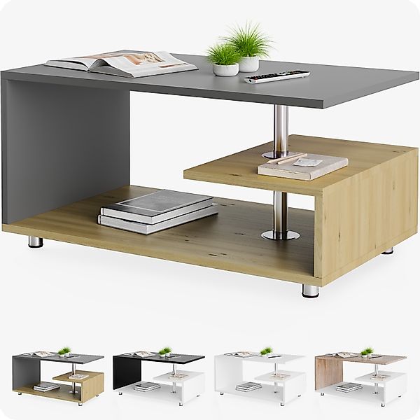 Casaria Couchtisch Orlando, Stauraum 3 Ablagen Holz Modern Höhenverstellbar günstig online kaufen