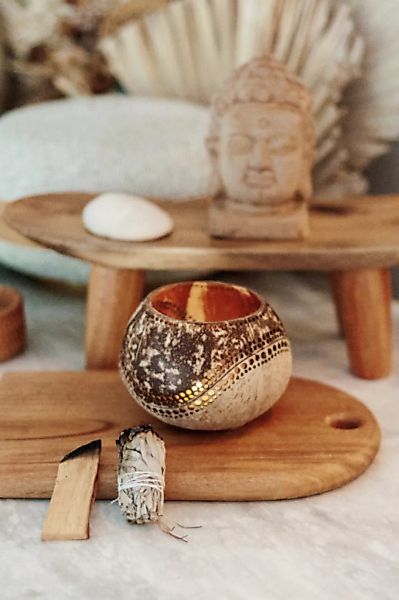 Maya Coconut Candle Holder I Hochwertiger Kokosnuss Teelichthalter günstig online kaufen