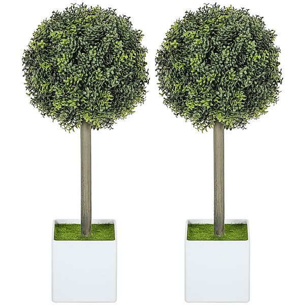HOMCOM 2er Set Künstliche Buchsbaumkugeln 45cm Kunstpflanze, Plastik Künstl günstig online kaufen