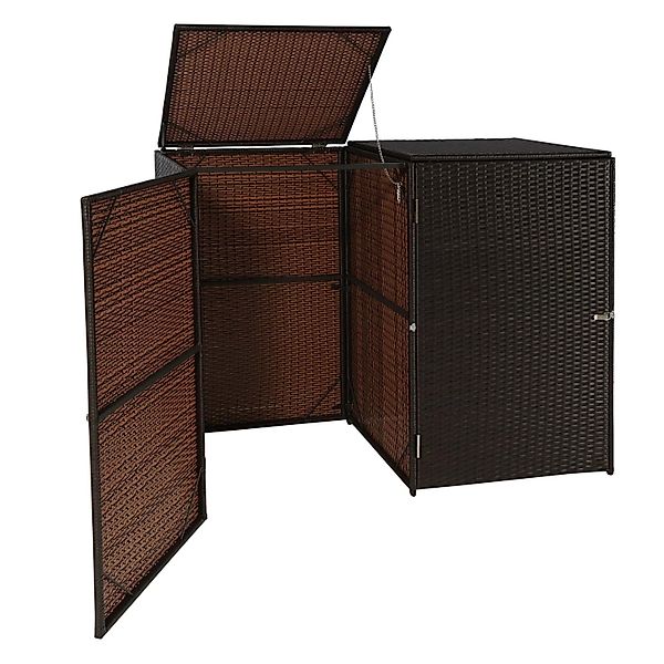 Proregal 2er-Mülltonnenverkleidung HxBxT 176x130x131 cm Poly-Rattan 2x120L günstig online kaufen