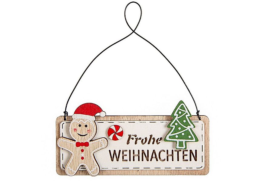 Logbuch-Verlag Dekofigur Frohe Weihnachten Holzschild braun rot, Türschild günstig online kaufen