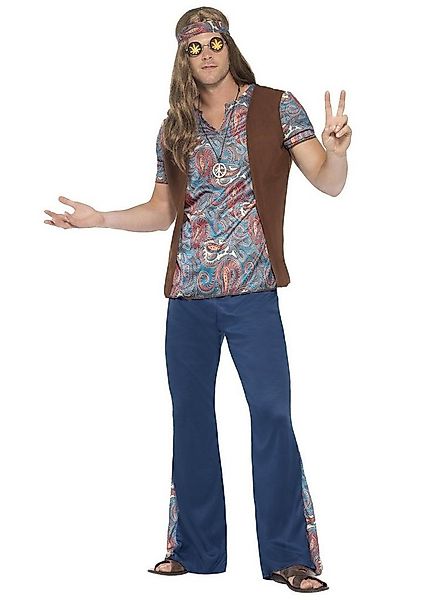 Smiffys Hippie-Kostüm Hippie Kostüm 4tlg Fasching Karnevalskostüm Herren, S günstig online kaufen
