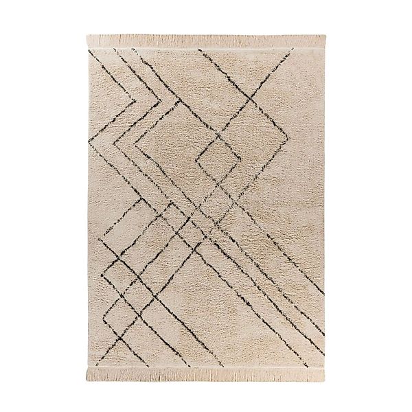 MeGusta Kurzflor Teppich Modern Creme - Schwarz Baumwolle 160x230 cm Nuria günstig online kaufen