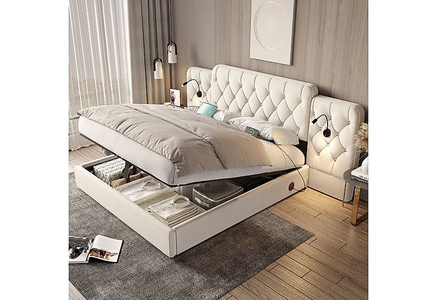 STILVORA Polsterbett Europäischer Stauraumbett 180x200 mit Leselampen,Doppe günstig online kaufen