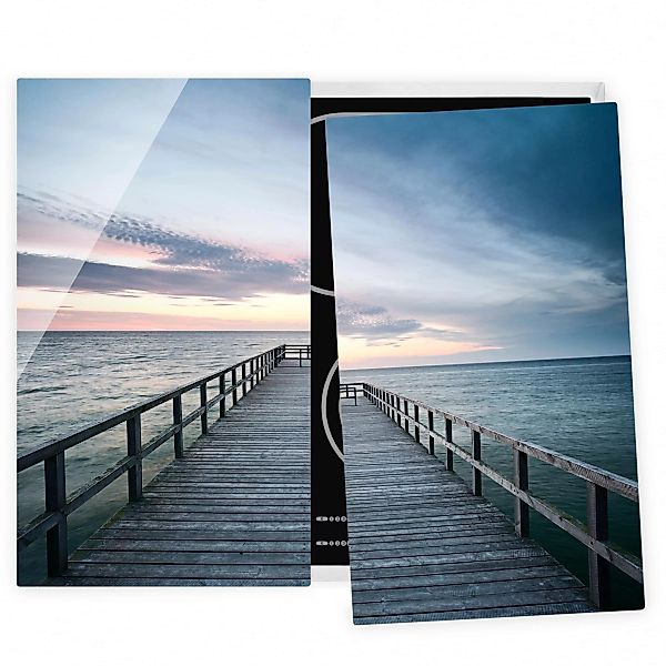 2-teilige Herdabdeckplatte Glas Natur & Landschaft Steg Promenade günstig online kaufen