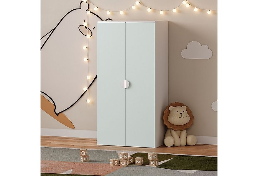 en.casa Kinderkleiderschrank »Sandnes« mit 2 Türen 123 x 60 x 40 cm Weiß/Mi günstig online kaufen