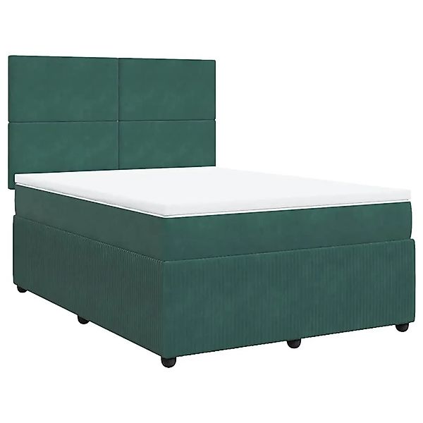 vidaXL Boxspringbett mit Matratze Dunkelgrün 160x200 cm Samt 3292379 günstig online kaufen