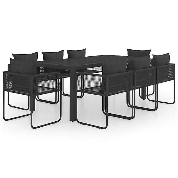 vidaXL 9-Tlg Garten-Essgruppe PVC Rattan Schwarz 3060105 günstig online kaufen