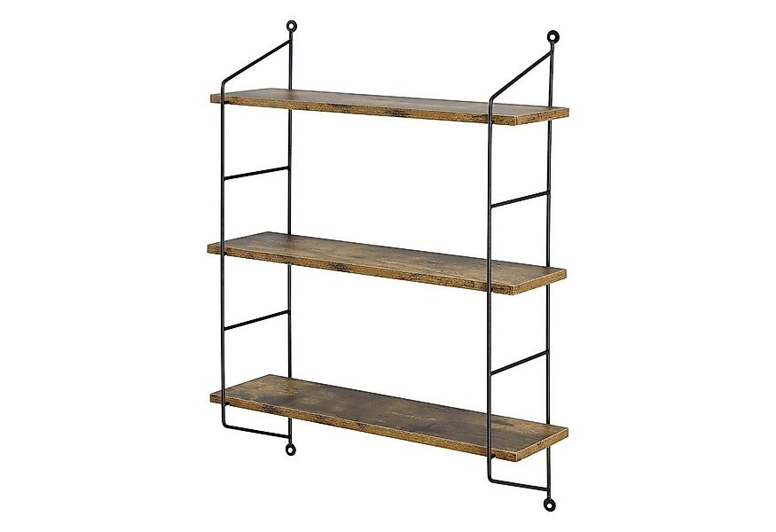 en.casa Wandregal, »Ösel« Hängeregal mit 3 Regalböden Stahlrahmen Dunkler H günstig online kaufen