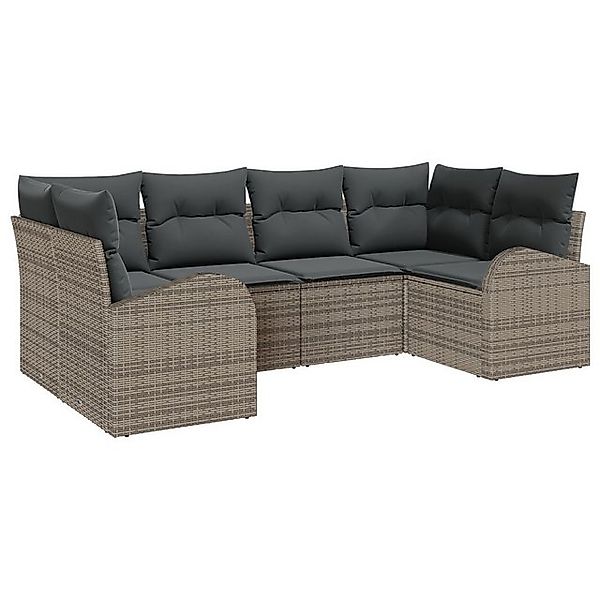vidaXL Loungesofa 6-teiliges Garten Sofa Set mit Kissen Grau Poly Rattan, 6 günstig online kaufen