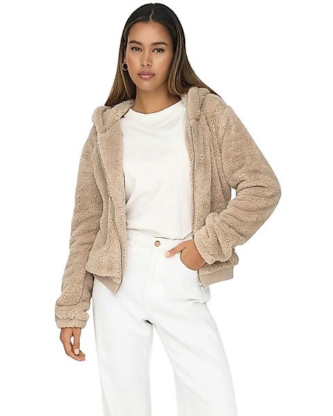 ONLY Fleecejacke flauschige Teddyjacke mit Kapuze günstig online kaufen