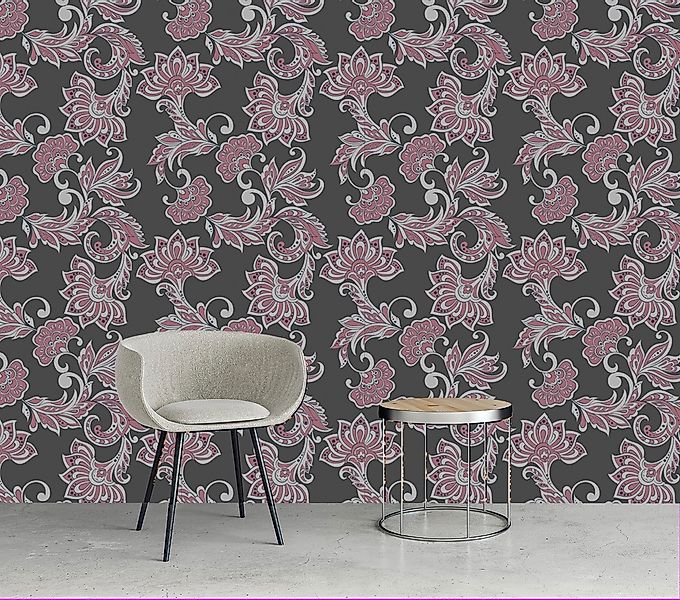 queence Vinyltapete »Shayne«, bedruckt-Motiv-botanisch-floral-gemustert-nat günstig online kaufen