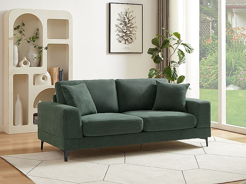 Sofa 2-Sitzer – Strukturstoff – Grün – JAMOLO günstig online kaufen