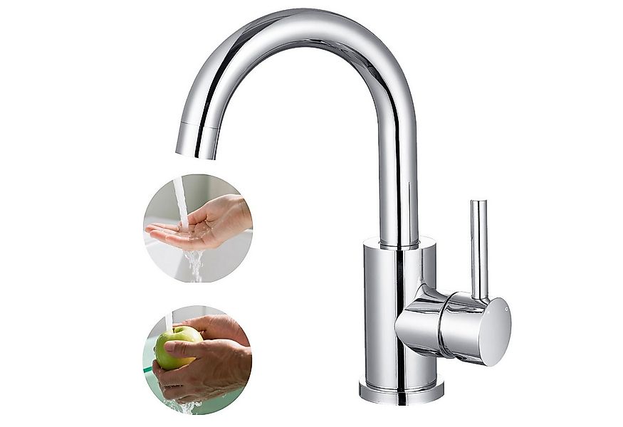 AICA Waschtischarmatur Wasserhahn Bad 360° Drehbar, Warm&Kaltwasser Mischba günstig online kaufen