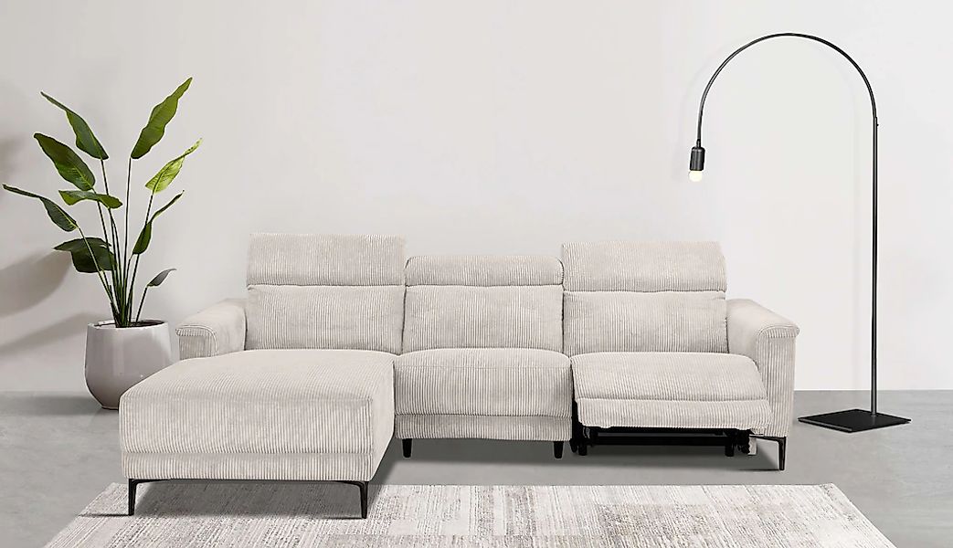 OTTO home Ecksofa "LUND Cord, L-Form, 261 cm, man. o. elektr. Relaxfunktion günstig online kaufen