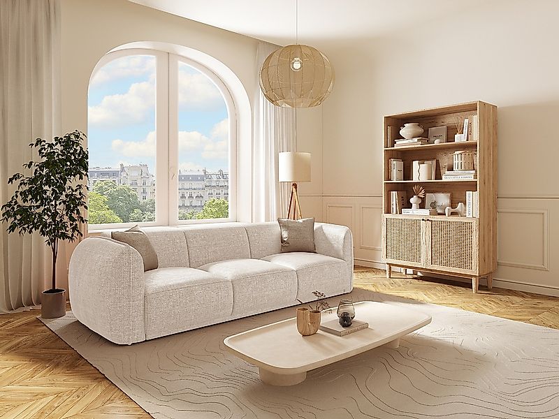 Sofa 3-Sitzer - Chenille-Stoff - Beige - JUNETI günstig online kaufen