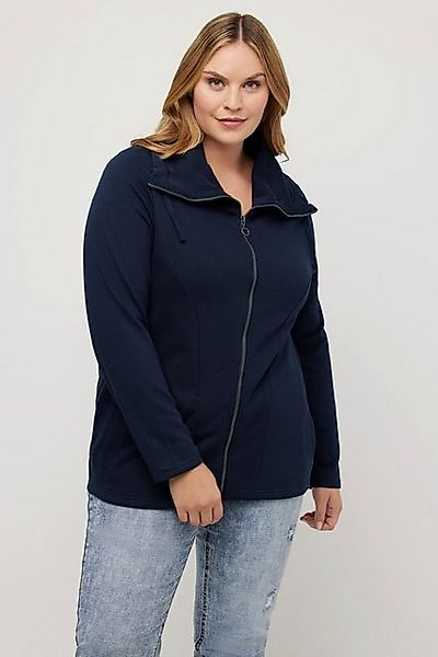 Ulla Popken Sweatjacke Sweatjacke drapierter Stehkragen günstig online kaufen