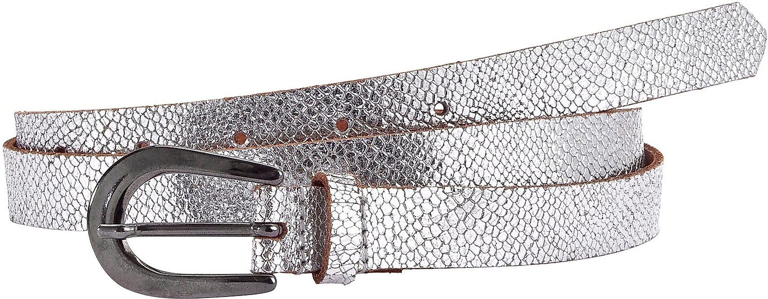 LASCANA Hüftgürtel Ledergürtel schmaler Gürtel in Metallic-Snake-Optik, für günstig online kaufen