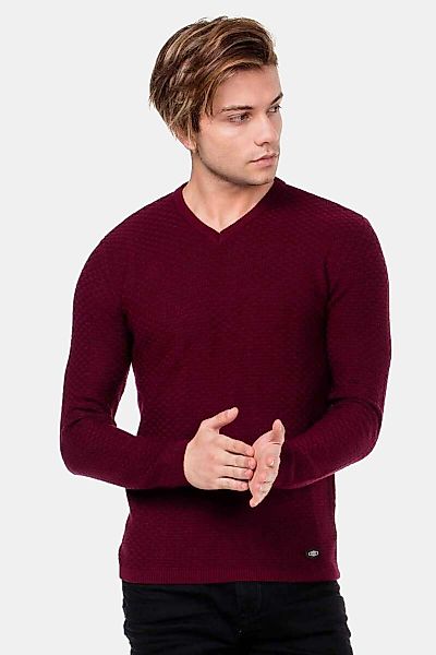 Cipo & Baxx V-Ausschnitt-Pullover "Pullover", 1 Stk. mit Karomuster, CP-169 günstig online kaufen