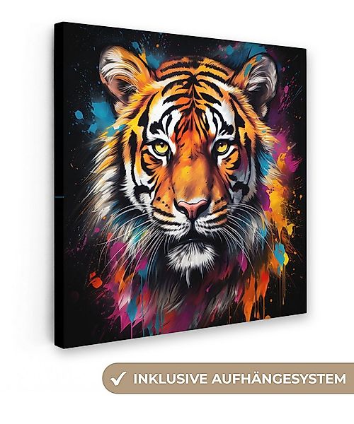 OneMillionCanvasses® Leinwandbild Tiger - Graffiti - Tiere - Schwarz, Fotod günstig online kaufen