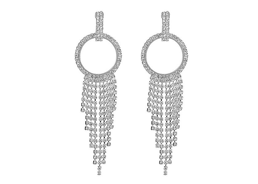 KARMA Paar Ohrhänger Ohrringe Strass 9,2 cm Silber Damenohrringe (Damenschm günstig online kaufen