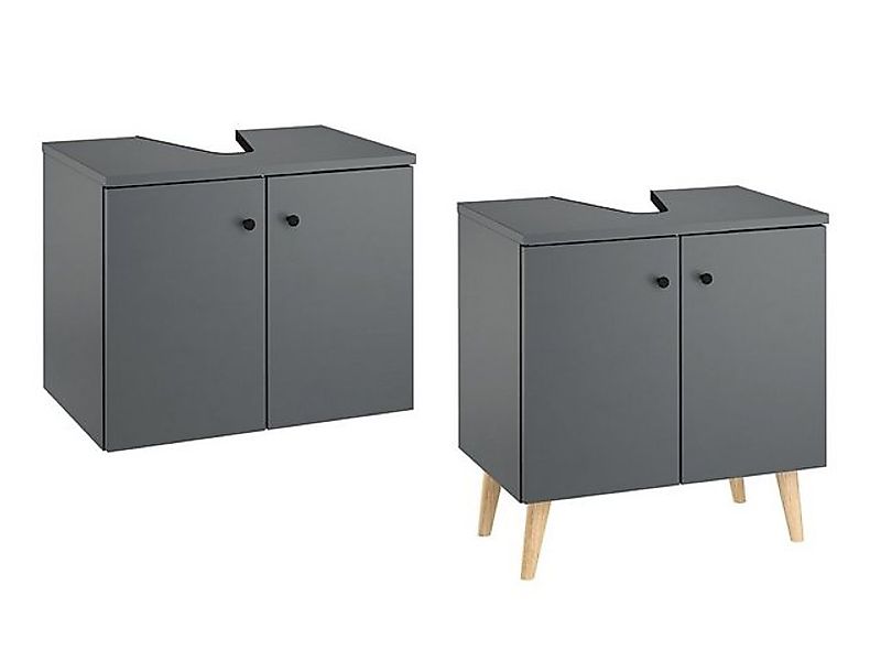 ERST-HOLZ Badezimmerspiegelschrank Unterschrank Waschtisch Grau Wandmontage günstig online kaufen