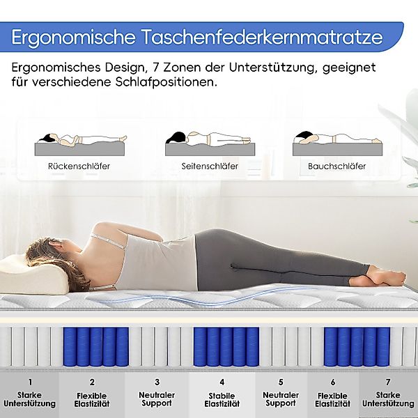 Taschenfederkernmatratze Matratze, 7-Zonen Federkernmatratze Matratzen,mit günstig online kaufen