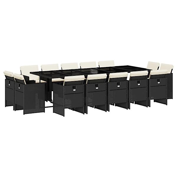 vidaXL 15-Tlg Garten-Essgruppe mit Kissen Schwarz Poly Rattan 3210690 günstig online kaufen