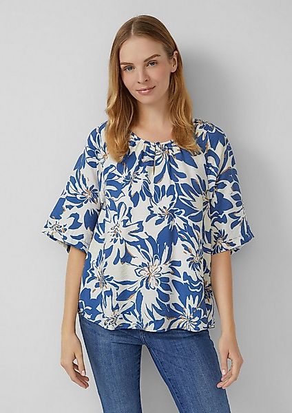 s.Oliver Kurzarmbluse Bluse Strukturierte Bluse aus Viskosemix mit Raffung günstig online kaufen