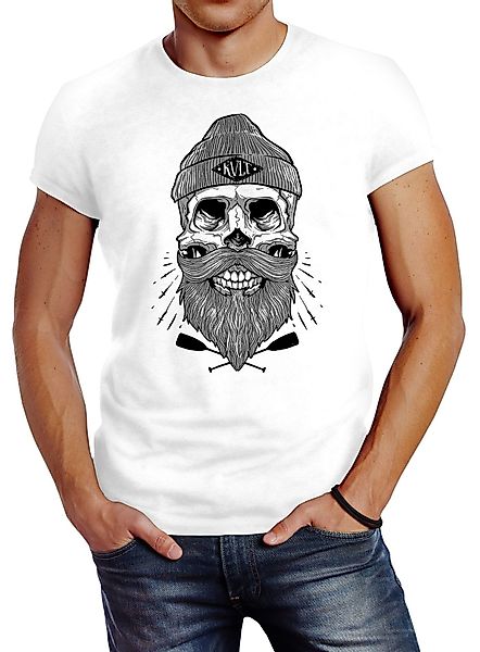 Neverless Print-Shirt Herren T-Shirt Captain Skull günstig online kaufen
