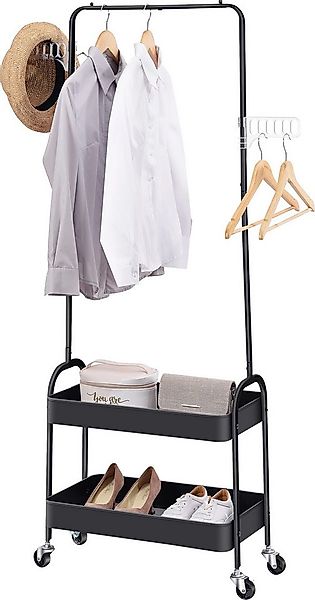 Nilpferd Kleiderständer Kleiderstange auf rollen,mit 2 Korbböden,2 Kunststo günstig online kaufen